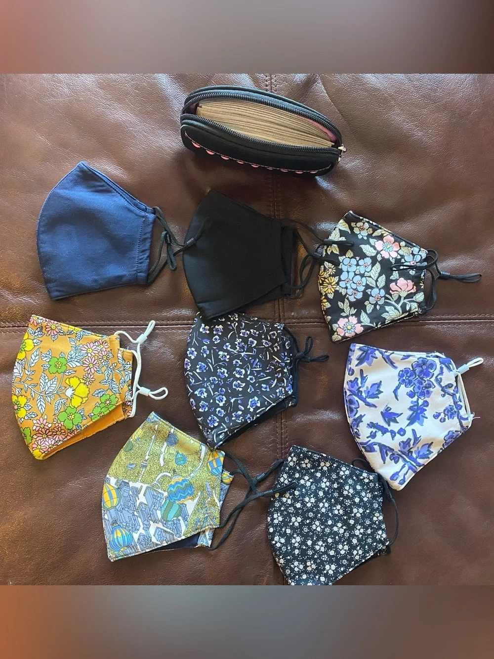 Lot of 8 Tory Burch Face Masks - Navy, Black, Assorted Floral & PM2.5 Filters - Picture 2 of 2